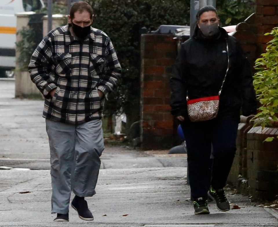 Matthews walking with her paedo fiancé Paul Saunders