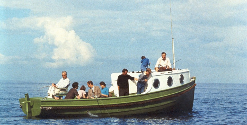 Lord Mountbatten aboard his fishing boat, Shadow V,  in 1970 - he was assassinated by an IRA bomb on the vessel nine years later