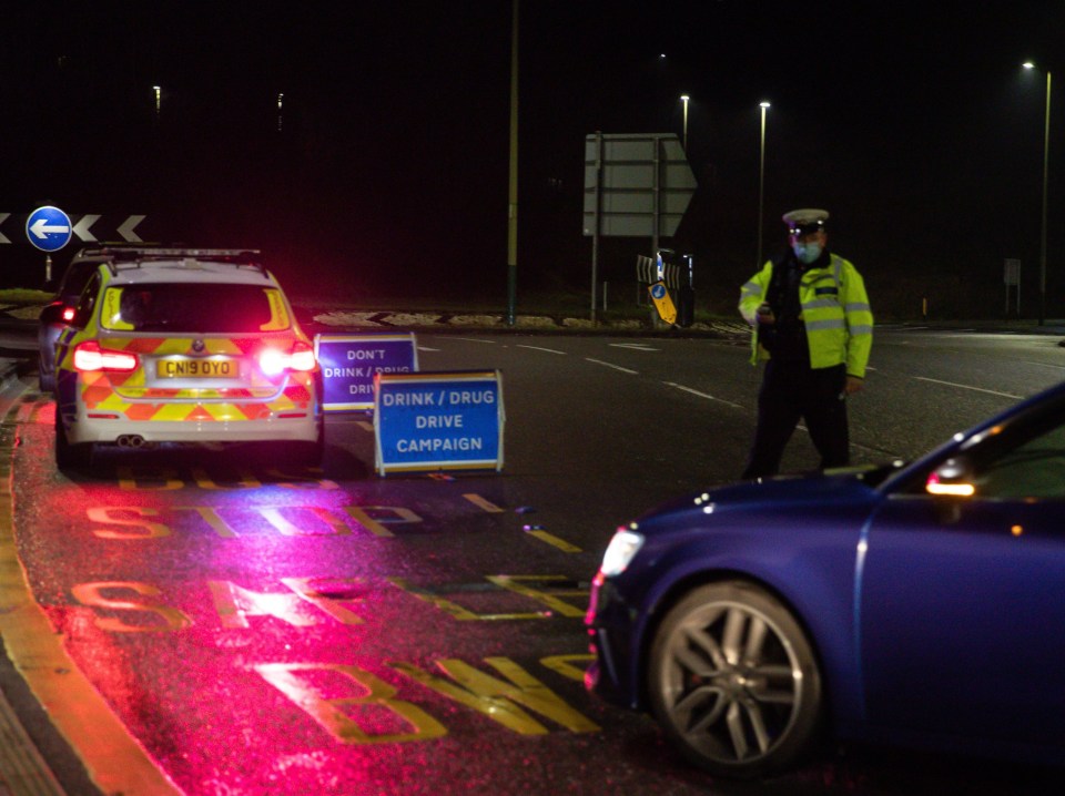 Police officers check for non-essential travel in Wales 