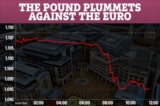 a graph showing the pound plummets against the euro