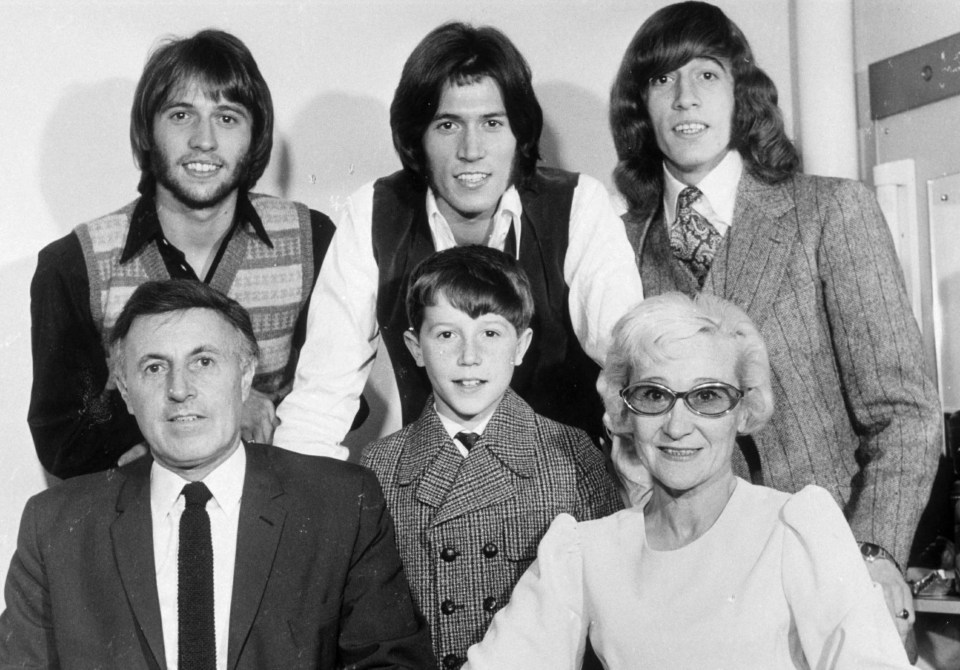 Maurice, Barry and Robin Gibb with parents Hugh and Barbara and younger brother Andy