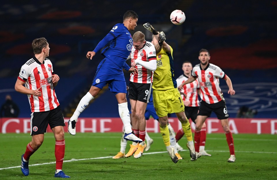 Thiago Silva heads home one of two set piece goals Chelsea scored against Sheffield United