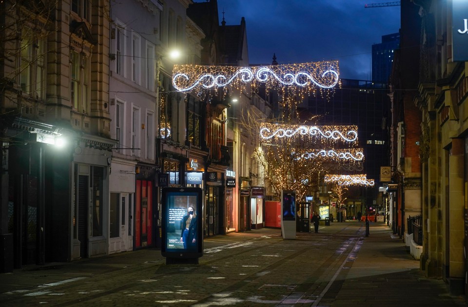 Empty streets in Manchester last night