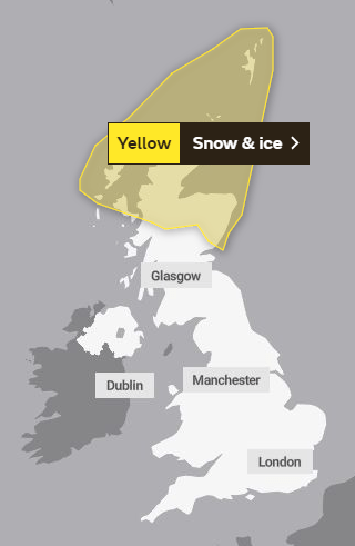 Met Office weather warning for Christmas Eve