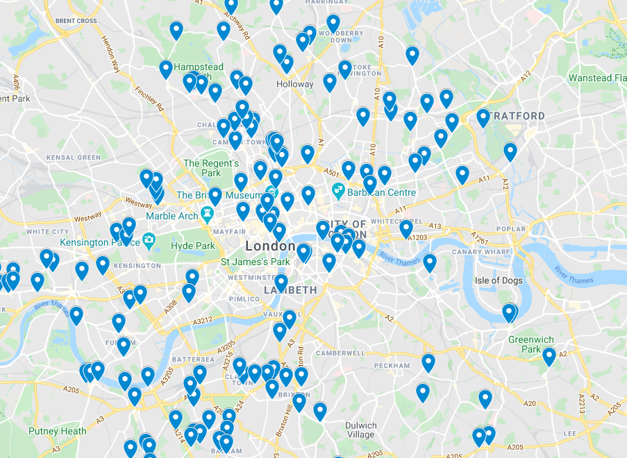 The map helps drinker locate heated beer gardens