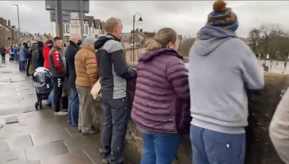 Crowds were seen waiting to get a glimpse of the couple