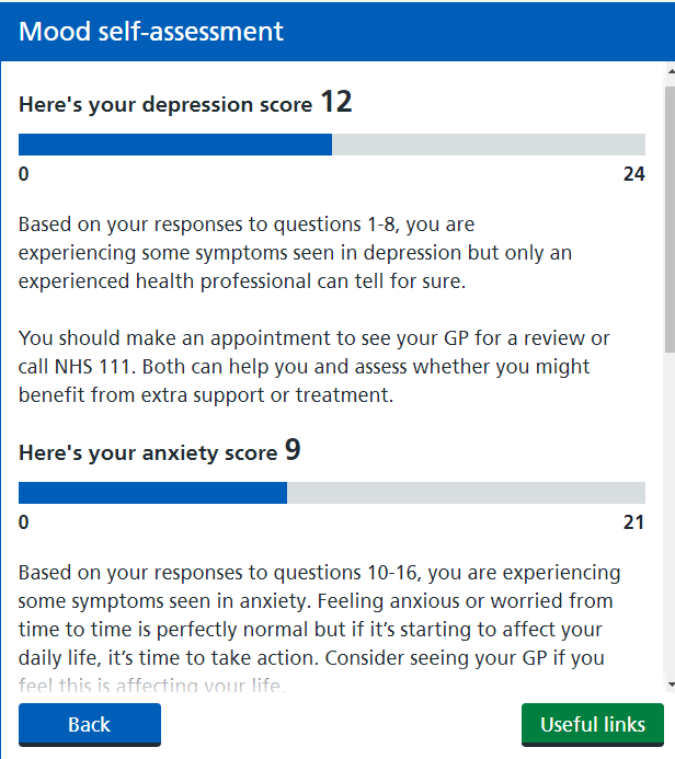 It gives you a score, and then what to do next