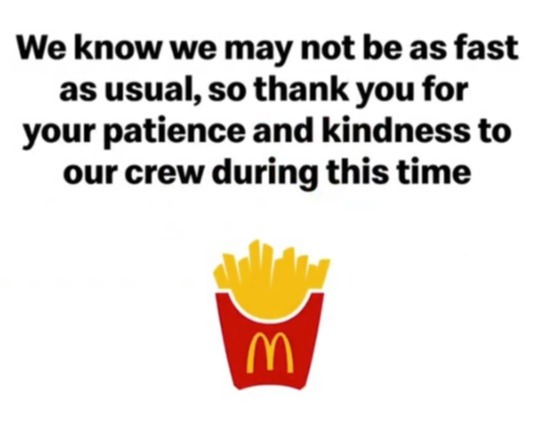 McDonald's staff may take longer to complete your order