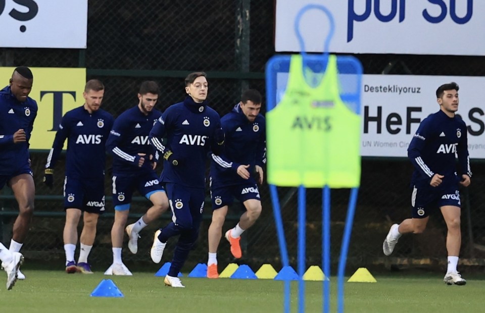 Ozil in training with his new team-mates in the Turkish city