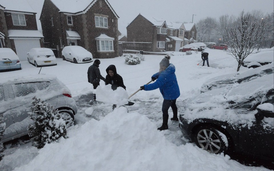 Early risers were forced to shovel snow from their driveways in County Durham this morning