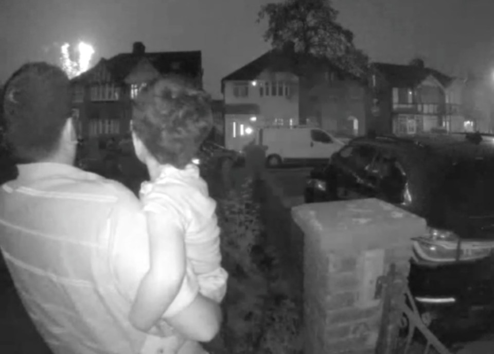 Sandun Lewke Bandara and his three-year-old son were watching the fireworks outside their Harrow home last night