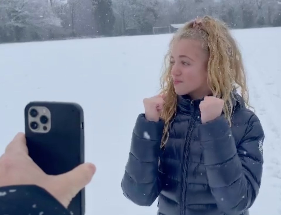 The 13-year-old wanted to shoot an impromptu TikTok dance in the snow