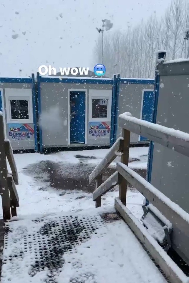 Snow has been steadily falling at the Dancing On Ice base in Hertfordshire