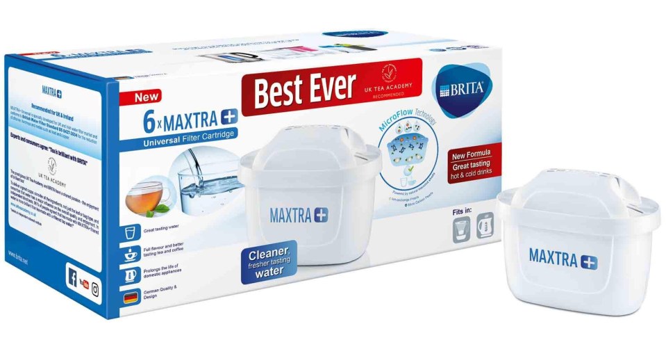 A six-pack of Brita Maxtra+ water-filter cartridges is on offer at Sainsbury’s