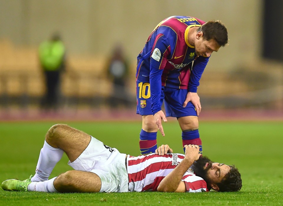 Messi was sent off after his tensions boiled over and he lashed out at Asier Villalibre