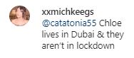 While a fan added that Dubai isn't in lockdown