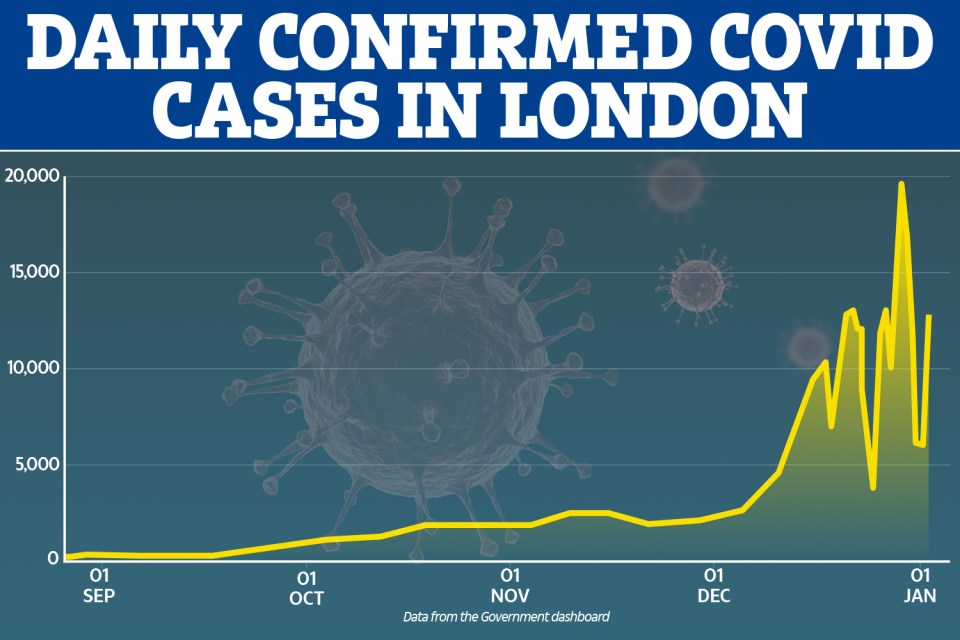 Daily confirmed cases in London during the second wave of Covid-19