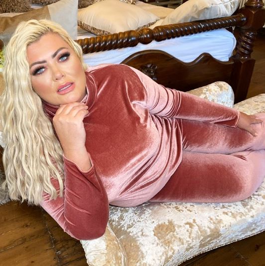 Gemma Collins showcased her three stone weight loss today as she modelled a pink velvet tracksuit