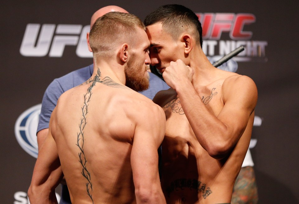 Conor McGregor and Max Holloway had an intense staredown during the UFC Fight Night 26 weigh-ins 