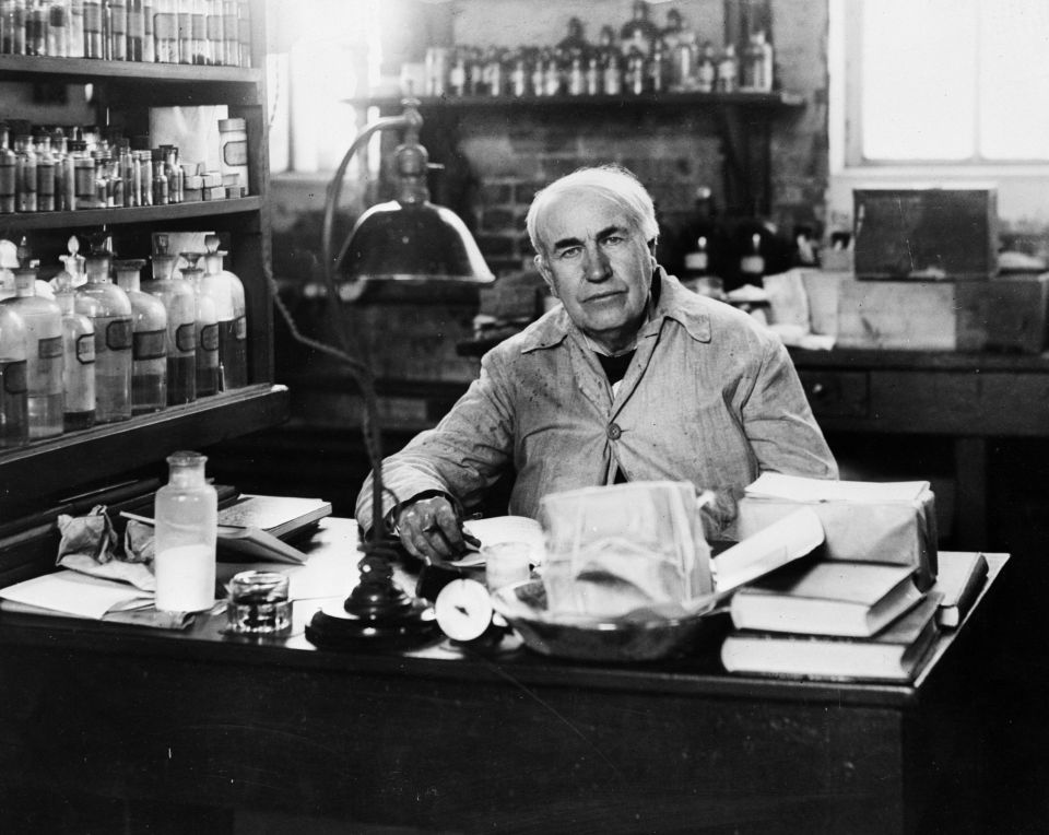 American inventor Thomas Alva Edison pictured in his laboratory at Orange, New Jersey