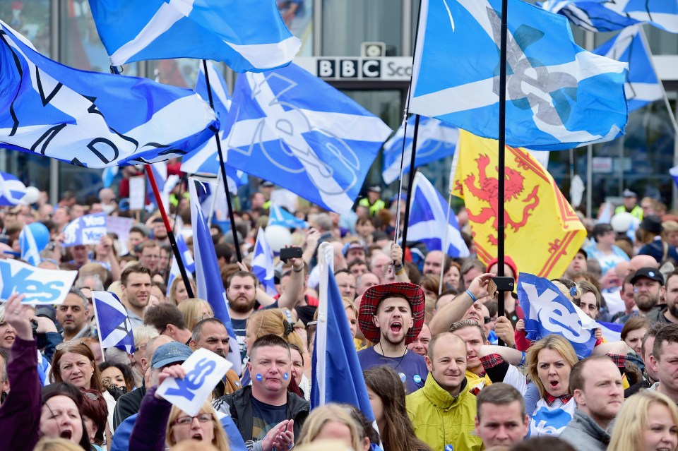 Backers of the Yes campaign during the 2014 Scottish independence campaign