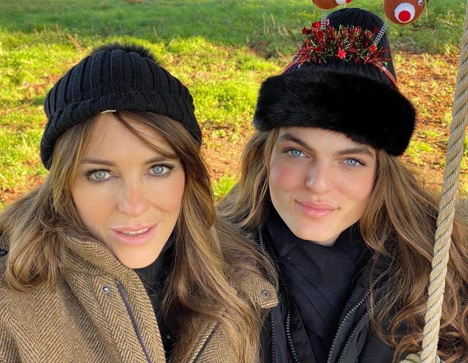 Liz Hurley with her lookalike son Damien