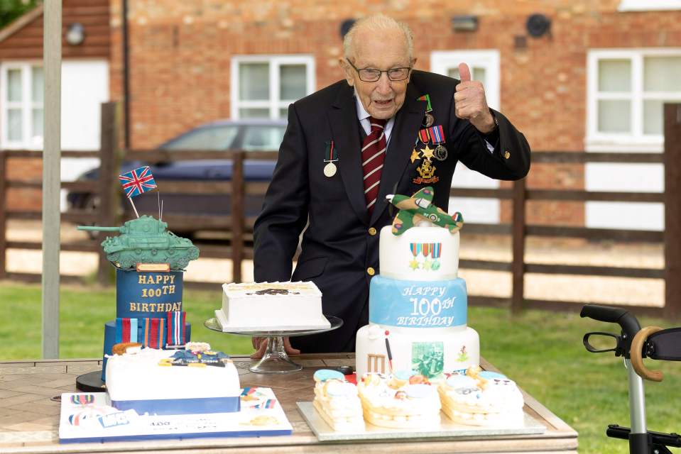 The 100-year-old celebrated his birthday with three cakes last April