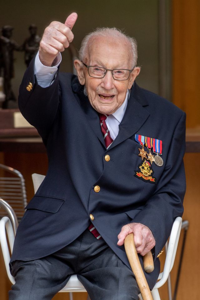 Captain Sir Tom Moore was admitted to a hospital in Bedford on Sunday after struggling with his breathing