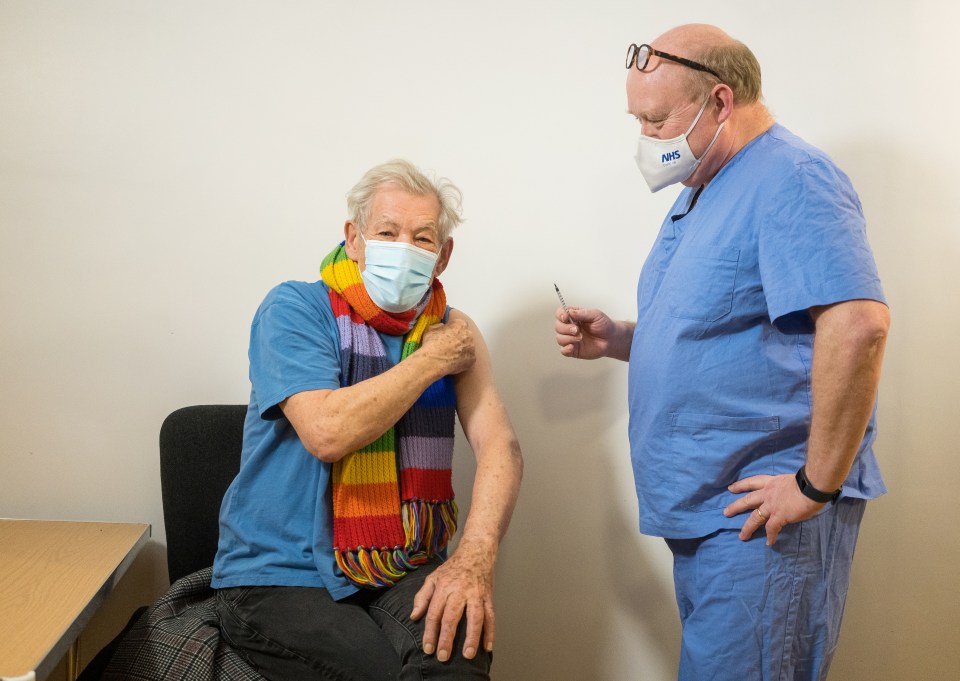 Sir Ian McKellen said he was grateful to be able to thank NHS staff for their work during the pandemic after his vaccination