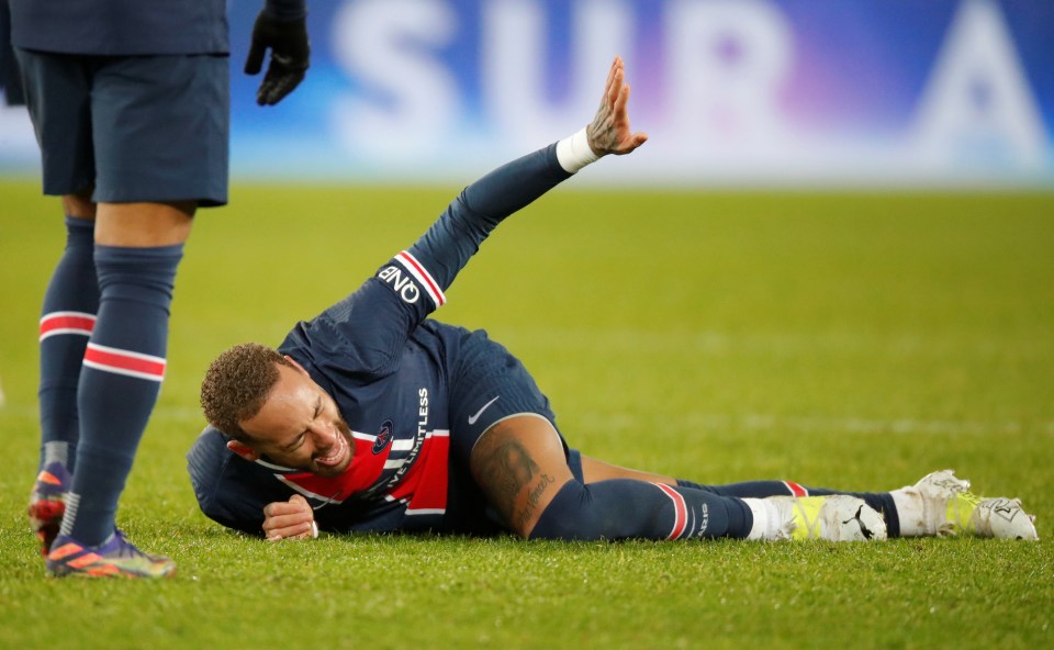 Neymar was stretchered off after an ankle blow in December