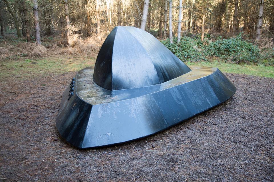 The M1X3F1 Sculpture at Rendlesham UFO trail, Rendlesham forest