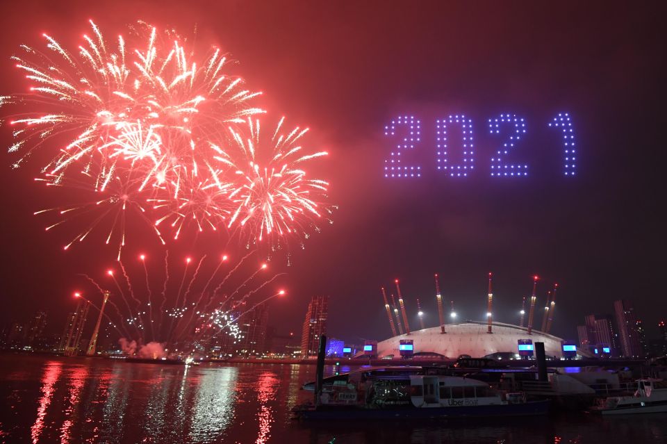 Fireworks were set off in London to celebrate the new year