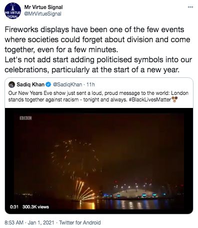 Another said the fireworks meant Brits could not forget about the division over Brexit