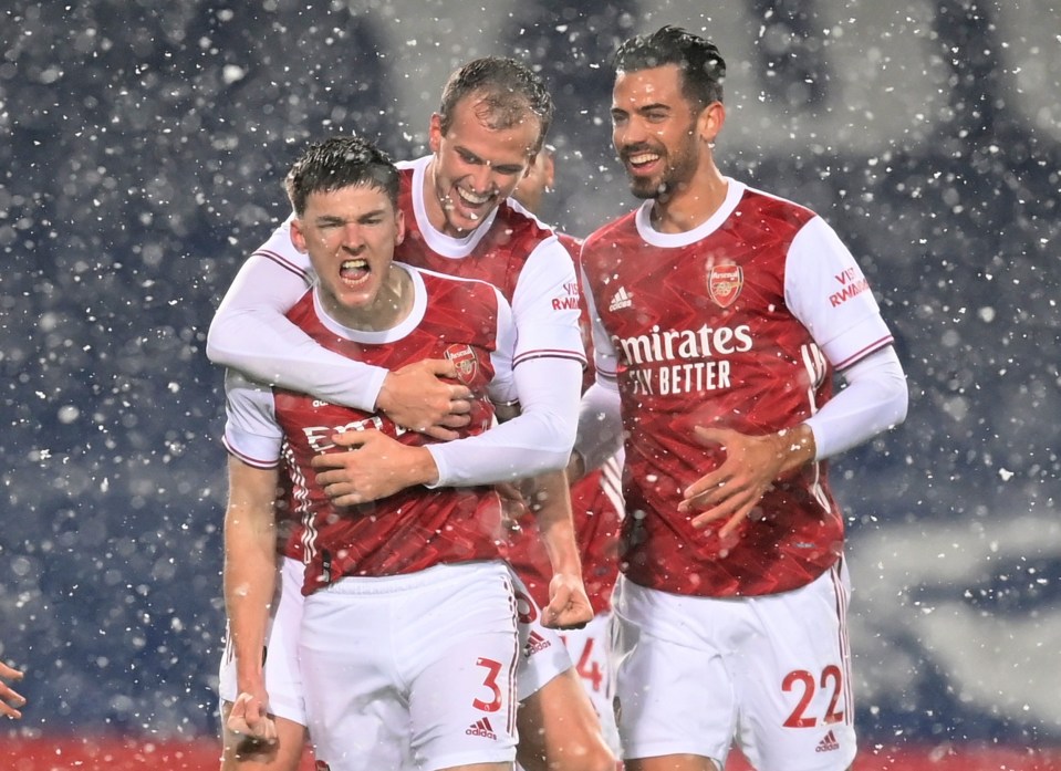 Kieran Tierney opted for short sleeves as he set Arsenal on their way to victory in the snow