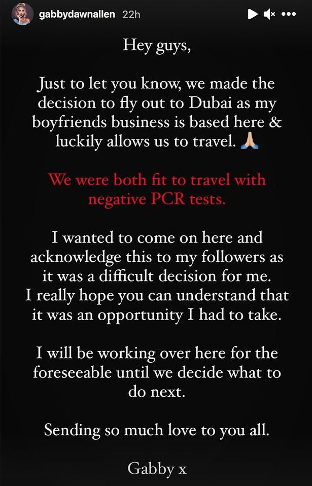 Gabby announced her decision on her Instagram stories