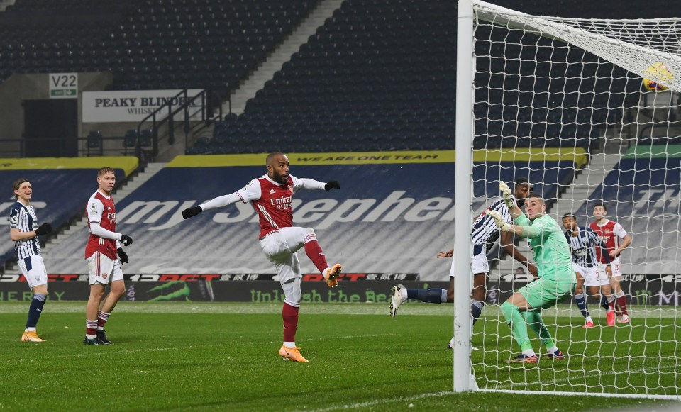 Alexandre Lacazette cannoned in the fourth off his knee into the roof of the net