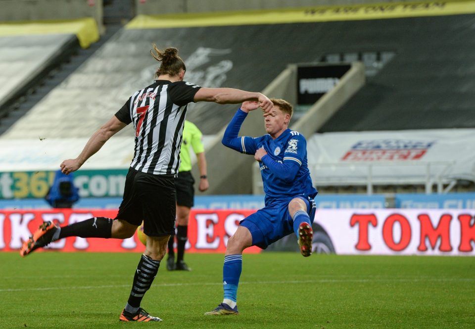  Andy Carroll netted his first Newcastle goal for a decade in the defeat by Leicester