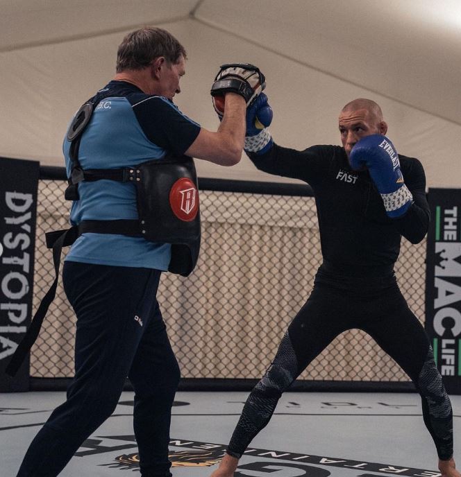 Conor McGregor pictured on the pads 