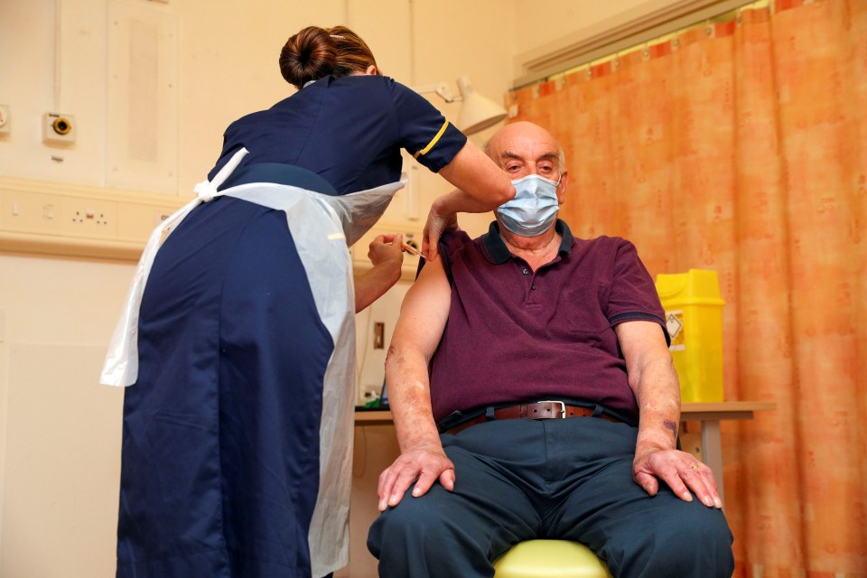 Brian Pinker followed Margaret's lead by becoming the first person to get the Oxford-AstraZeneca jab