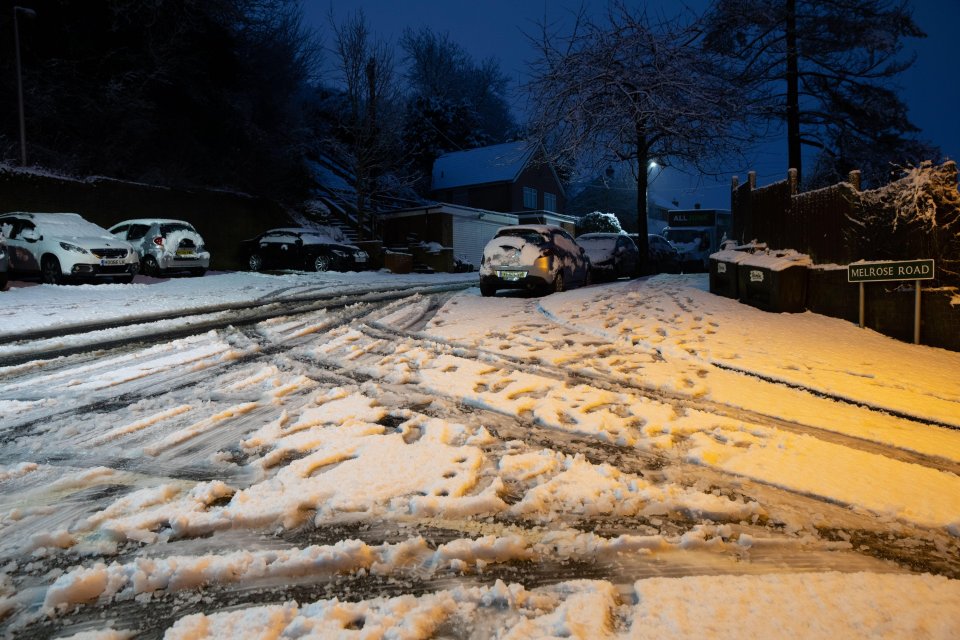 Snowfall has caused traffic disruptions for people in Biggin Hill, Kent, this morning