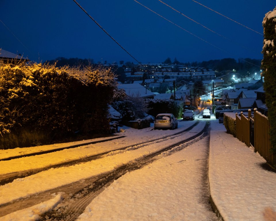 Snow has fallen overnight in Biggin Hill, Kent, as temperatures continue to drop