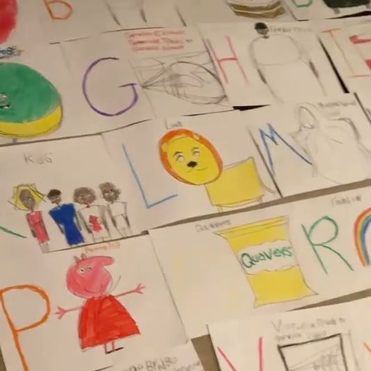 He used his favourite things to draw the alphabet