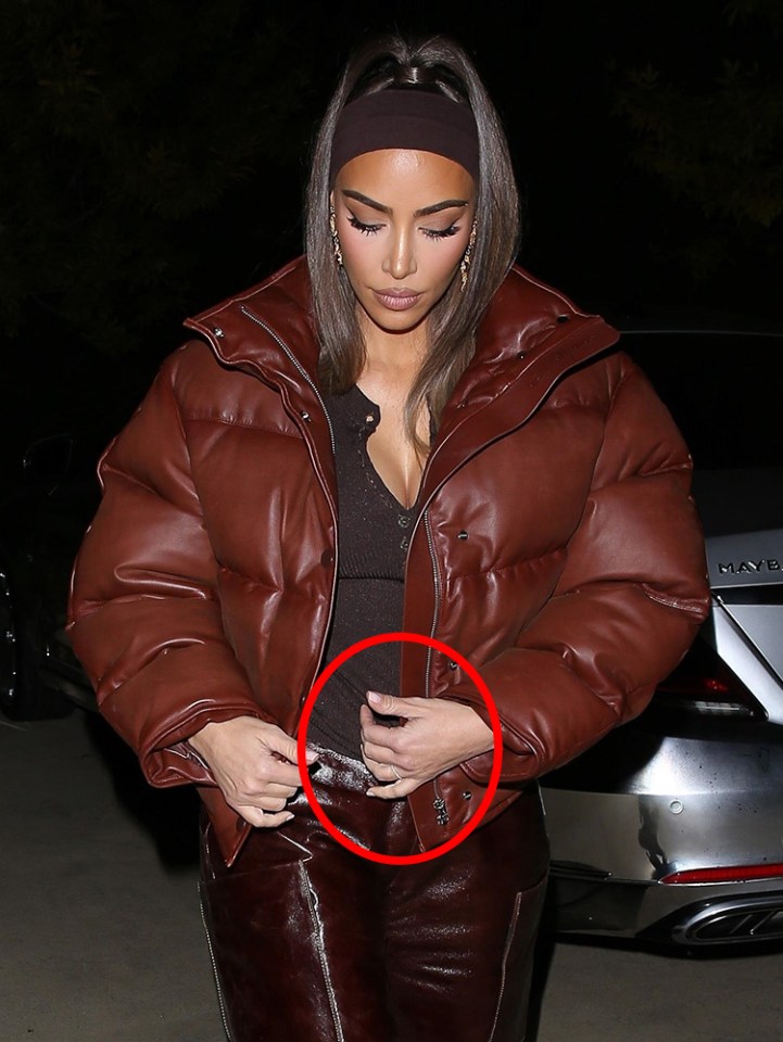 Kim was seen without her famous engagement ring on Monday