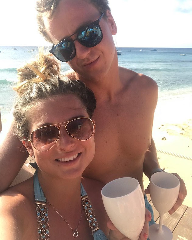 The former Miss England and her boyfriend have left Barbados for the UK