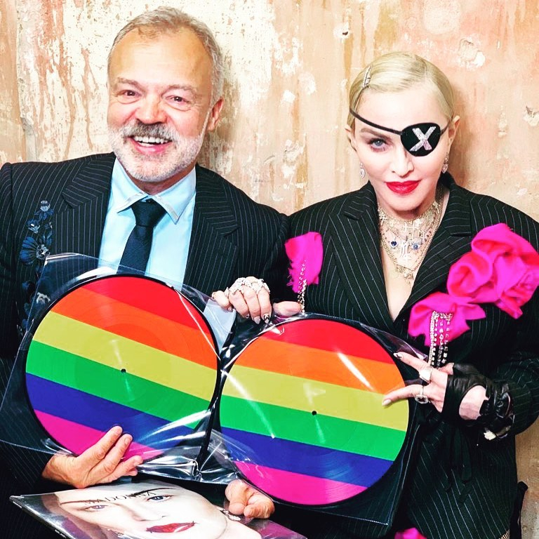 Radio host Graham showed off some rainbow records with Madonna