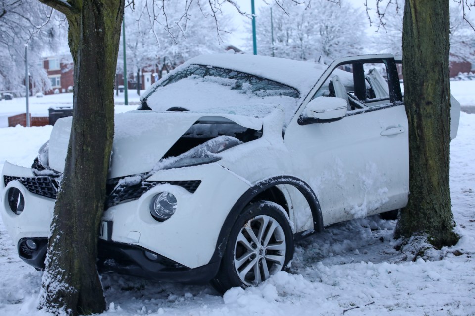 Cars have already got into difficulty with the wintry weather 