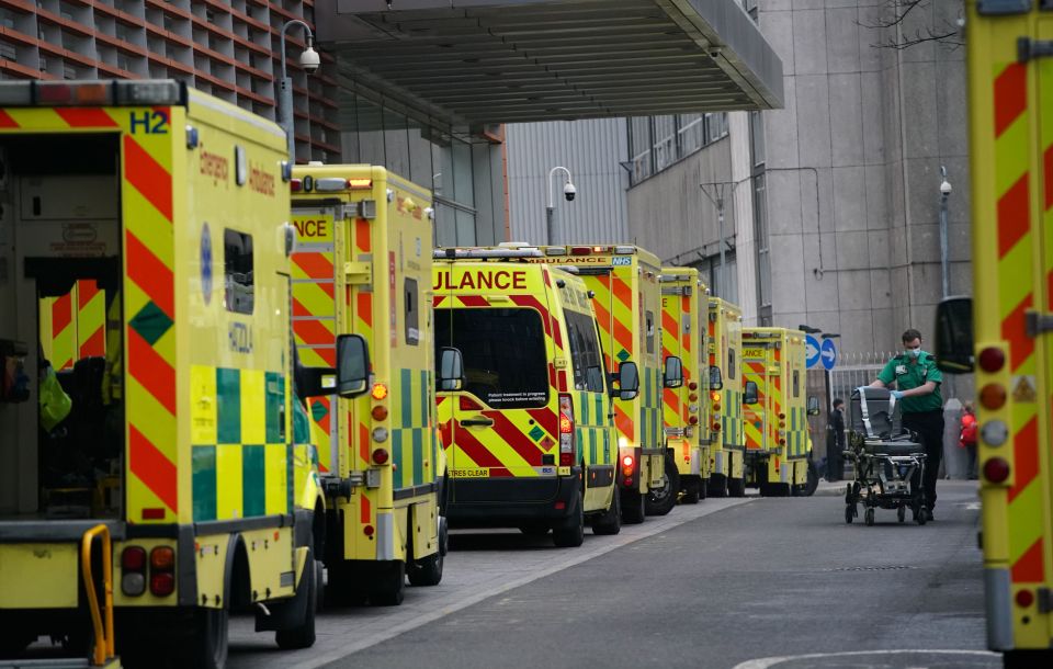 Ambulances outside the Royal London Hospital in east London on January 8