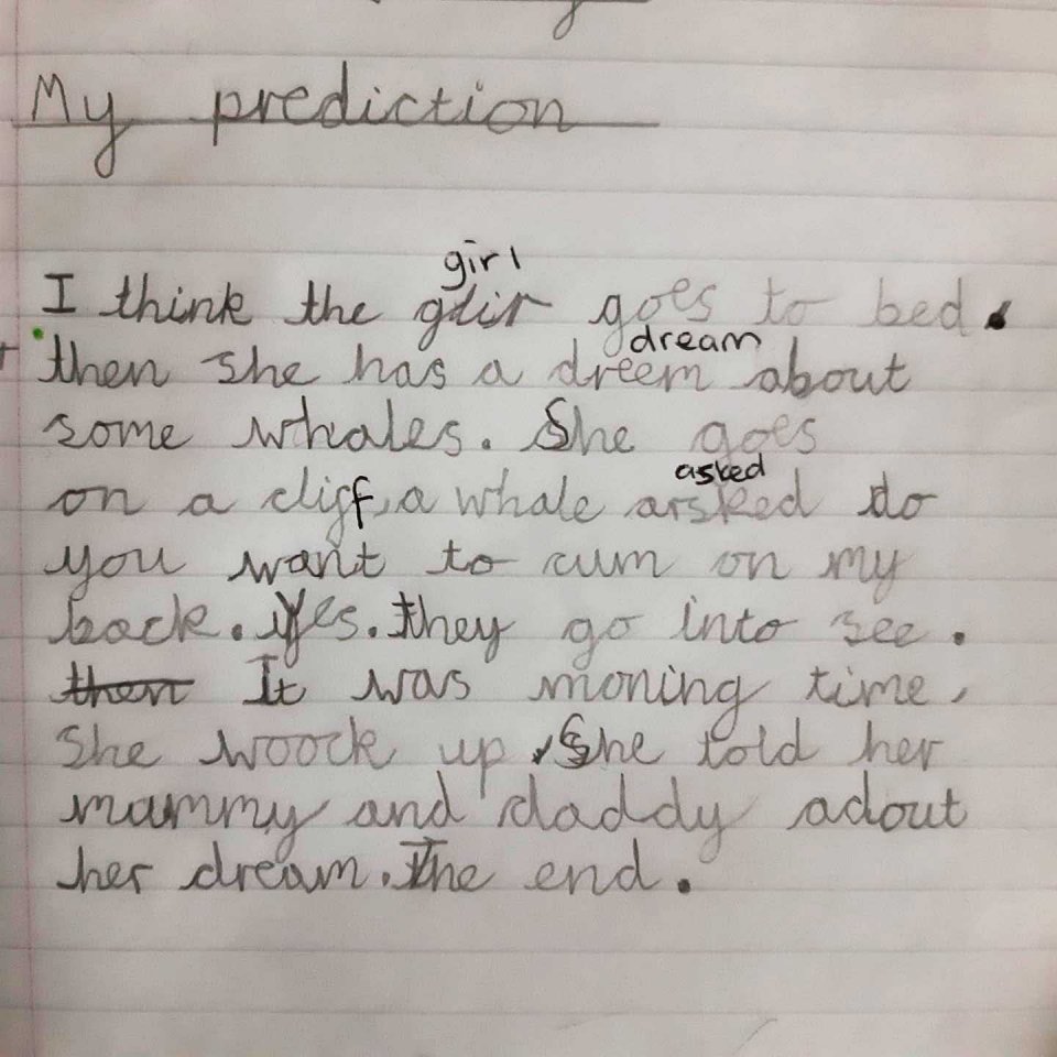 Alison Taylor couldn't stop laughing at her daughter's spelling of the word 'come' which completely changed the context of her work