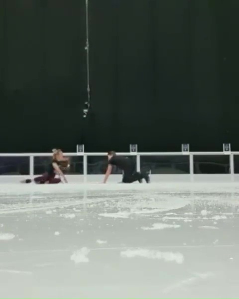 The pair laughed about the fall during rehearsals