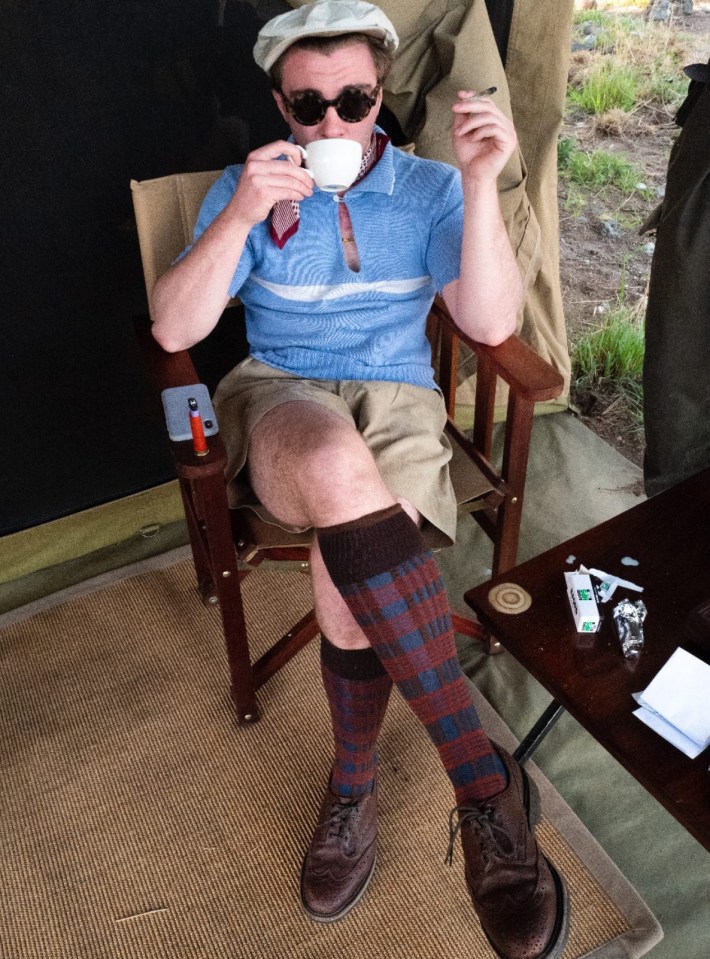 Rocco relaxes with a sip of Kenyan tea